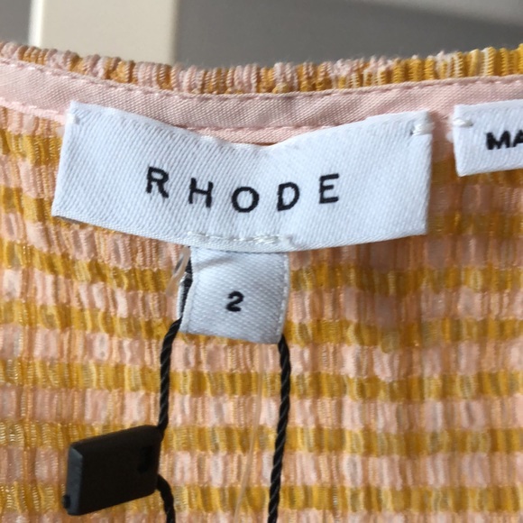 RHODE Ginny tie front  cut out plaid  women’s midi dress sunflower size 2 NWT - Picture 10 of 11